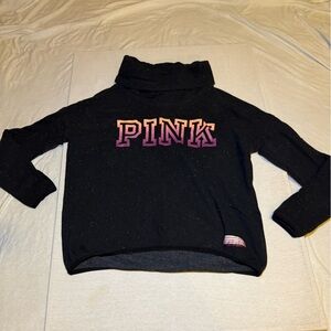 Victoria's Secret Black Hoodie with Pink and Orange Accents